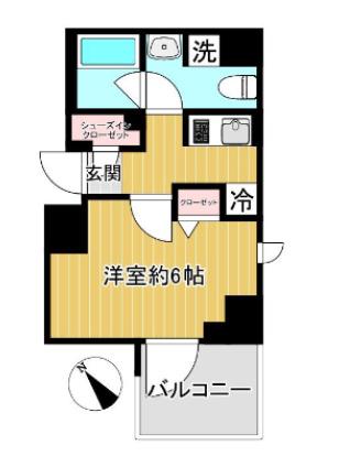 ショーケンレジデンス横浜鶴見4(1K/9階)の間取り写真