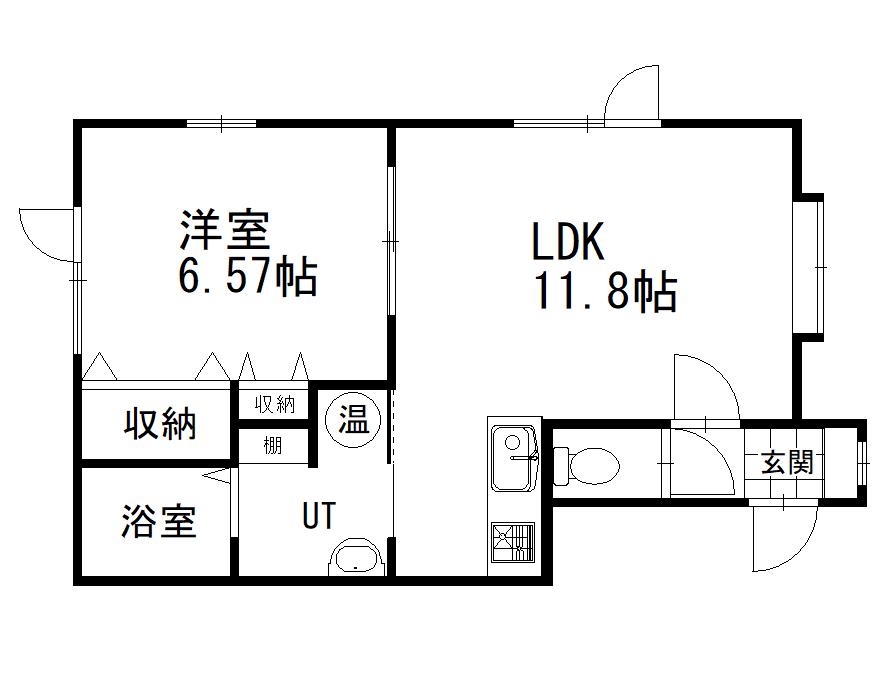 カーサ文苑2号館(1LDK/1階)の間取り写真