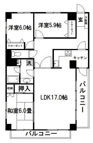 V.I.P.ROYAL氷川台(3LDK/10階)の間取り写真