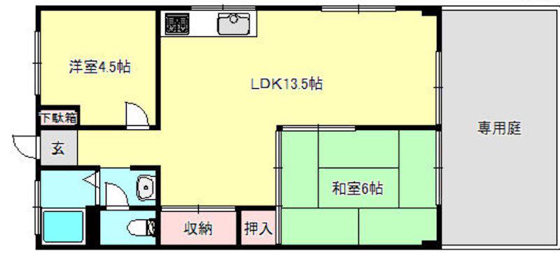 常盤台ハイツ(2LDK/1階)の間取り写真