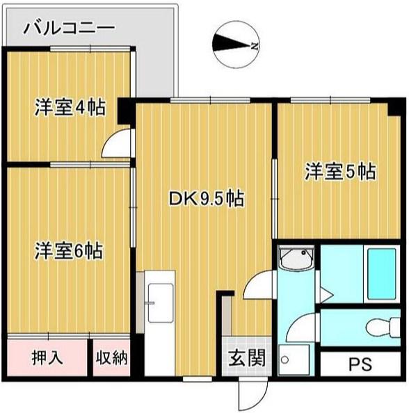 グリーンビュー(3DK/3階)の間取り写真