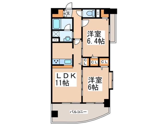 ウェルカム ヒル(2LDK/3階)の間取り写真