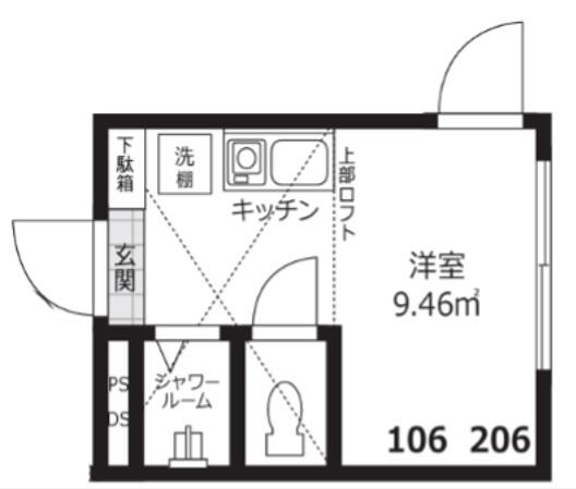 カーサシルク(ワンルーム/2階)の間取り写真