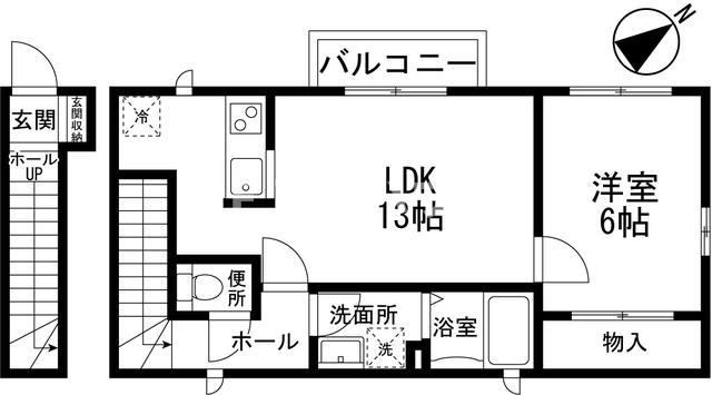 アゼリアハイツ津田沼(1LDK/2階)の間取り写真