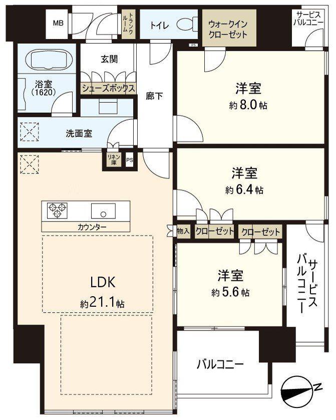 プレミスト上幟町(3LDK/9階)の間取り写真