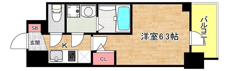 エスリード大阪NEXUS(1K/6階)の間取り写真