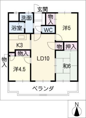 プラバフォー城西(3LDK/3階)の間取り写真