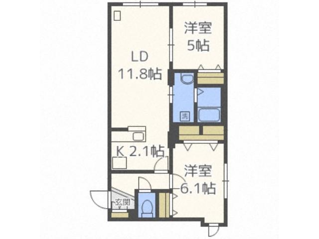 プレシェルト澄川(2LDK/3階)の間取り写真
