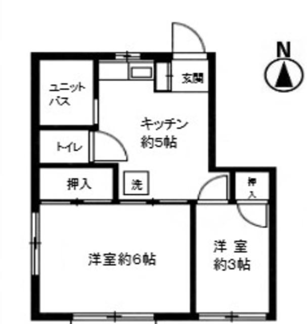 二村ハイツ(2K/3階)の間取り写真