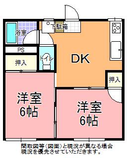 コーポグリーン A棟(2DK/1階)の間取り写真