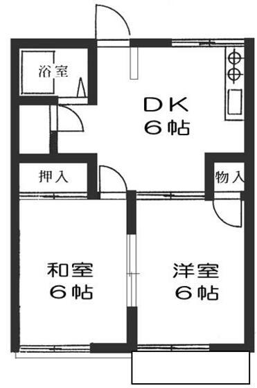 MYラヴィF2(2DK/2階)の間取り写真
