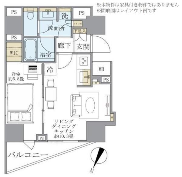 パークハウス牛込神楽坂(1LDK/7階)の間取り写真
