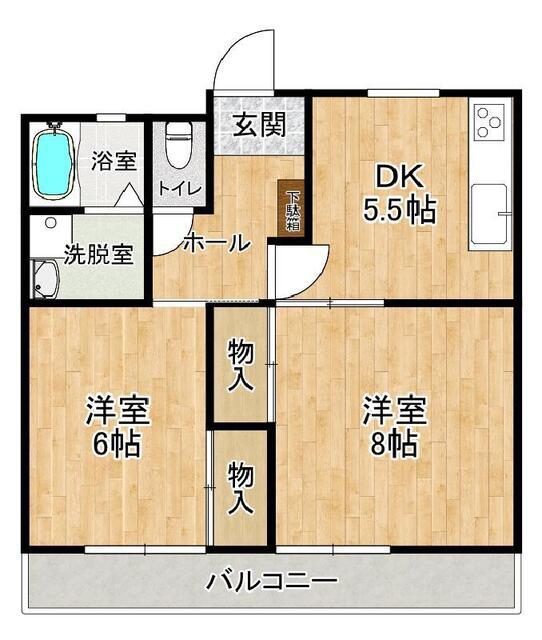 フラワーパーク佐藤(2DK/2階)の間取り写真