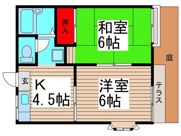 トゥフレ市川B棟(2K/1階)の間取り写真
