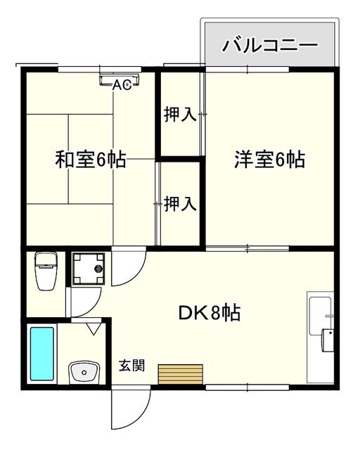 ドルチェ市ヶ尾(2DK/2階)の間取り写真