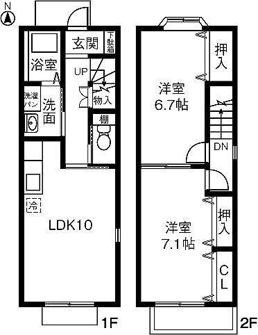 SUNCLAIR(2LDK/1階)の間取り写真