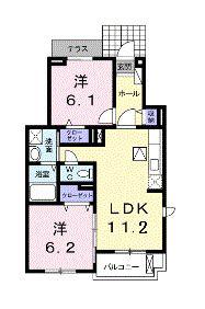 グランソレイユ(2LDK/1階)の間取り写真