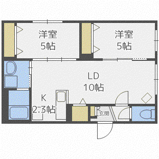 ウィリデ (2LDK/3階)の間取り写真