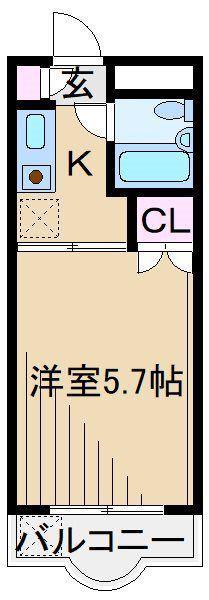 ハイタウン大倉山NO.3(1K/4階)の間取り写真