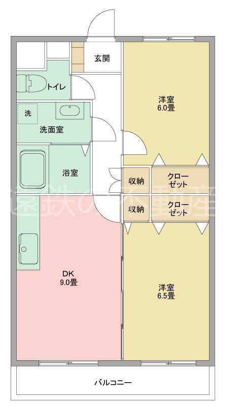マンションYK2(2DK/1階)の間取り写真