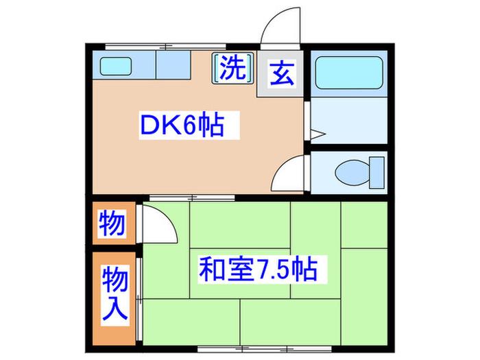 カーサ長命坂(1DK/1階)の間取り写真