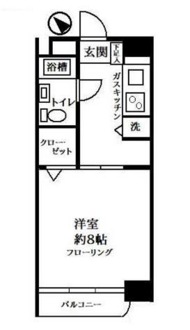 シャンボール築地(1K/11階)の間取り写真