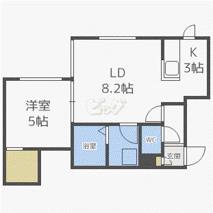 BACHIKOI VER.1(1LDK/2階)の間取り写真