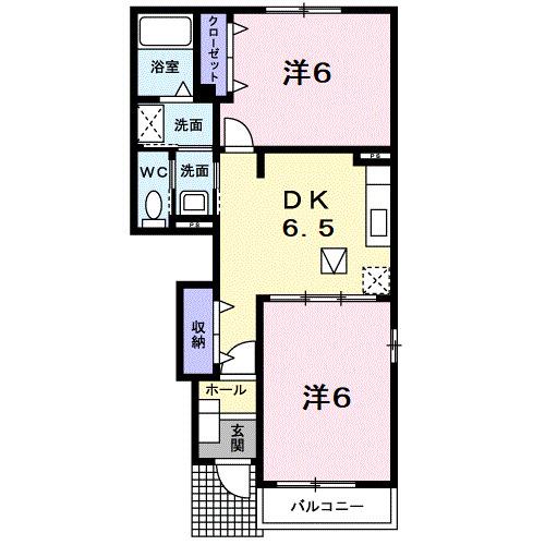 ラフレシールA(2DK/1階)の間取り写真