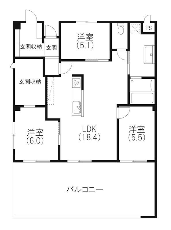 ラ ヴィスタ 今之浦(3LDK/3階)の間取り写真