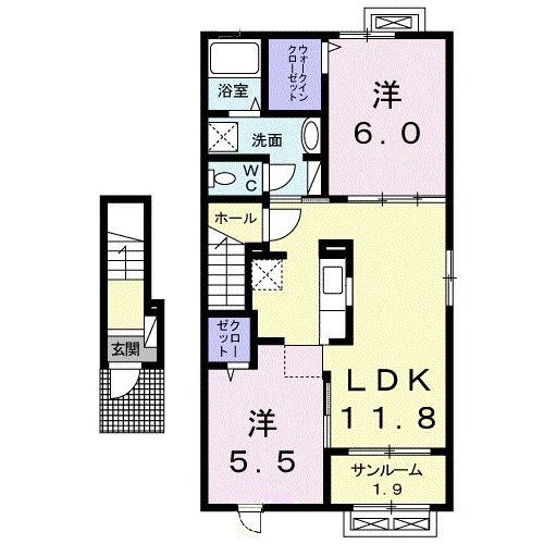 アイリス・ファームB(2LDK/2階)の間取り写真