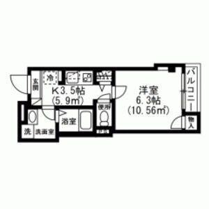 インペリアルヒルズ(1K/4階)の間取り写真
