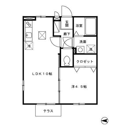 セジュールサティ(1LDK/1階)の間取り写真