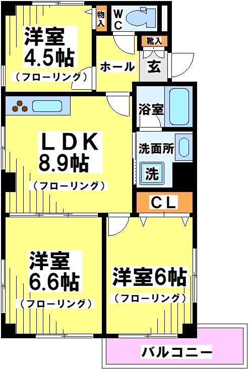 エスペランザヴィエント(3DK/5階)の間取り写真