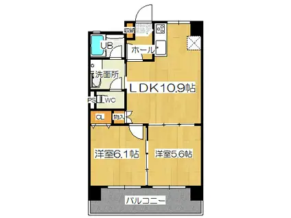 レジデンスシンコー(2LDK/3階)の間取り写真
