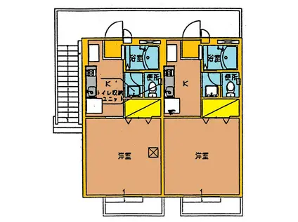ドエルカトンテールB(1K/2階)の間取り写真