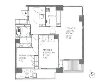 フォレセーヌ霊南坂レジデンス(2LDK/2階)の間取り写真