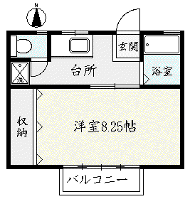 STUDIO DEMAIN(1K/2階)の間取り写真