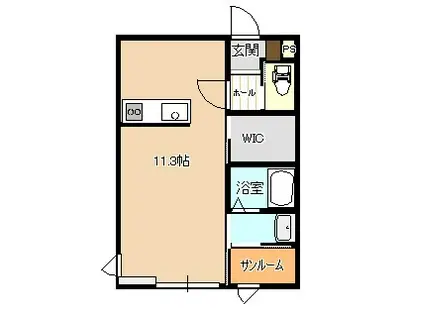 CHAT NOIR シャ ノワール(ワンルーム/2階)の間取り写真