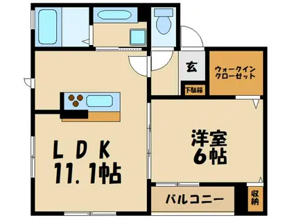 クラヴィア(1LDK/3階)の間取り写真