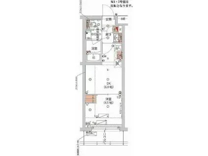 ハーモニーレジデンス新宿 THE ノース(1DK/4階)の間取り写真