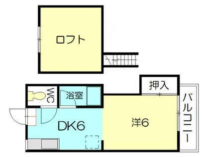 クラブハウス萩原(1DK/2階)の間取り写真