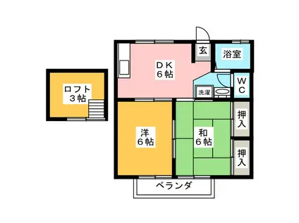 ウッディーハイツS(2DK/2階)の間取り写真