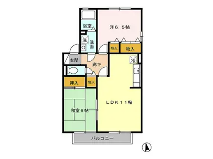 ラ・マーシャ B棟(2LDK/1階)の間取り写真