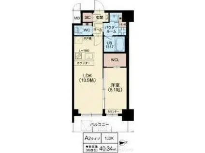 スプランディッド江坂III(1LDK/5階)の間取り写真