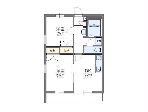 レオパレスIZUMI I(2DK/2階)の間取り写真