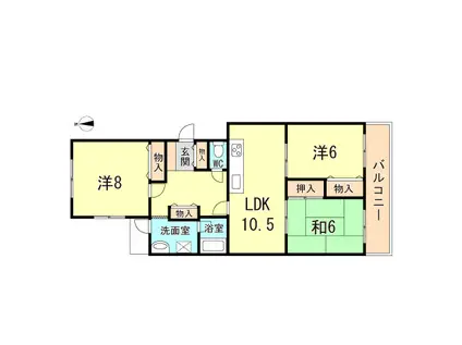 ハイツ仏天垣(3LDK/1階)の間取り写真
