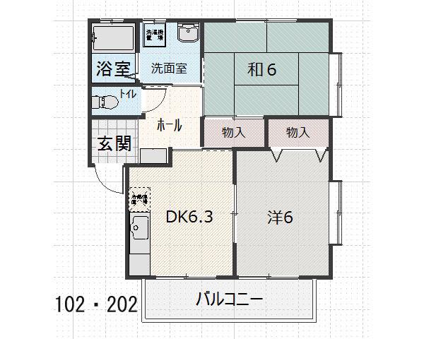小笠原ハイツ A(2DK/2階)の間取り写真