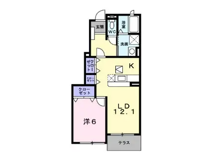 アメニティカスガV(1LDK/1階)の間取り写真
