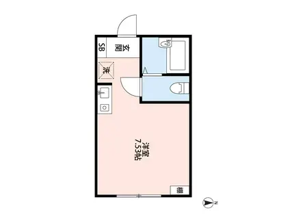 エクレール東白楽(ワンルーム/2階)の間取り写真