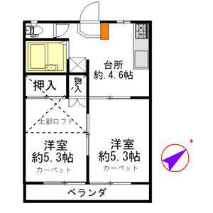 テディ福室(2DK/2階)の間取り写真
